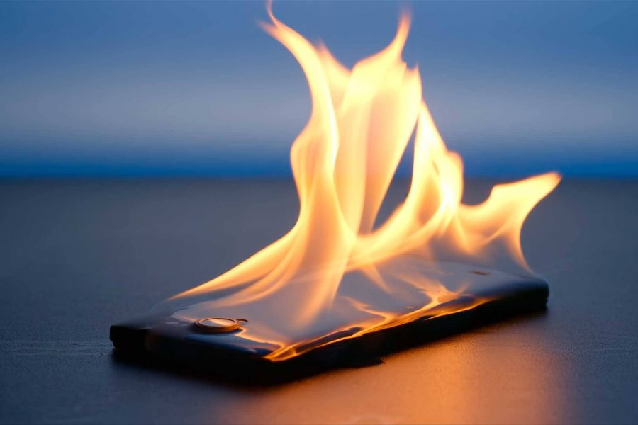 smartphone overheating and on fire